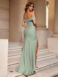 Green Elegant Evening Dress Off Shoulder Party Dresses Women Night Club Cocktail Long Sexy Cebebrity Sleeveless Female Outfits