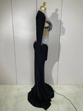 Sparkly Diamonds Pearl Black Sexy See Through Mesh Long Dress Women Wedding Evening Luxury Birthday Party Stage Photoshoot Dress