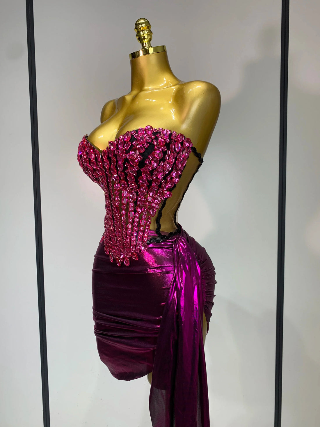 Luxury Birthday Party Celebration Dress Singer Dancer Stage Perform Clothing Drag Queen Costume Evening Party Nightclub Outfit purplish red