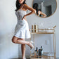 A Line Mini Wedding Party Dresses Sweetheart Boning Corset Tiered Stain Bridals Party Gowns Spaghetti Strap Bride Dresses