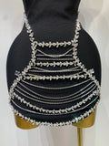 Sparkly Rhinestones Chain Bodycon Strapless Mini Bandage Dress Women Backless Luxury Birthday Evening Party Club Dresses