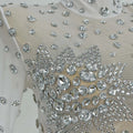 Women Sexy White Crystals Mini Dress Luxury Birthday Celebrate Evening Party Rhinestones Gown Singer Stretch Costume Guibin