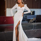 Gaun Perkahwinan Mermaid Elegant Sayang Lengan Panjang Burung Burung untuk Wanita High Leg Slit Sweep Train Bridals Dress