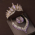 Luxury Silver Color Crystal Water Drop Bridal Jewelry Sets Rhinestone Tiaras Crown Necklace Earrings Wedding Dubai Jewelry Set TS-0012-L-XL-0003-C Tiaras