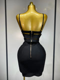 Women Sexy Black Cut Out Bodycon Bandage Skirt Two Piece Set Celebrity High Streeet Evening Birthday Club Party Outfits