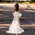 White Mermaid Wedding Dresses O-Neck Backless Sleeveless Bride Dress Boho Beach Wedding Prom Gowns Custom Size