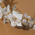 Flower Headband For Women Elegant Pearl Bridal Tiara Hair Hoops For Wedding Hair Accessories Party Bride Hair Jewelry Headdress