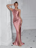 Formal Women's Evening Prom Elegant Party wedding guest Celebrity Female Satin Maxi Club Wear Cocktail Dresses