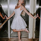 A-Line Lace Prom Dresses Lengan Pesta Pernikahan Pendek Lipatan Gaun Koktail Kerah Square untuk Wanita Pengantin Gaun Wanita