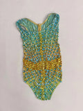 New Sparkly Rhinestone Elastic Spandex Bodysuit Women's Club Bars Sexy Dance Show Crystals Vest Bodysuit Party Stage Wear Sitiao