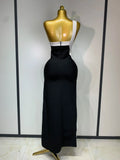Women Sexy One Shoulder Split Black White Patchwork Bandage Bodycon Dress Celebrity Elegant Evening Party Birthday Outfit