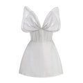 Glamorous White Strapless Mini Dress with Sparkling Butterfly Detailing for a Gala Event WHITE