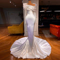 White Elegant Mermaid Evening Dresses Long Sleeve Beading Off The Shoulder Women Formal Prom Wedding Gowns as pictrure