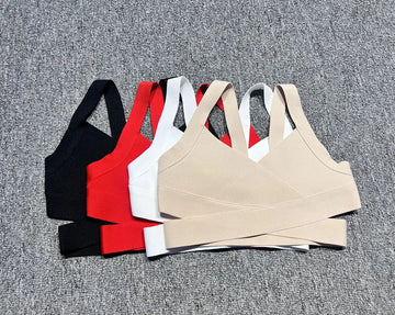 Casual Women'S Ultra Short Bandage Vest Spaghetti Strap Sleeveless Hollow Out Solid Color Backless Top Women'S Sports Vest