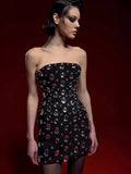 Luxury Sparking Diamonds Strapless Bandage Mini Evening Dress Sweet Woman Birthday Party Dress Performance costume
