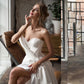 Vestido de noiva curto de cetim, querida, elegante e elegante fenda de renda para cima para mulheres vestidos de nupcial vestidos de cristal branco elegante
