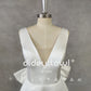Simple Sleeveless Deep V-Neck Mini Satin Wedding Dress For Women A-Line Big Bow Backless Short Above Knee Bridal Gown