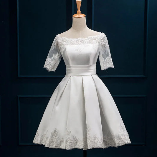 Vestidos de novia sexis con cuello barco para mujer, vestidos largos ajustados de encaje blanco para graduación, dama de honor, invitados de noche, fiesta de verano