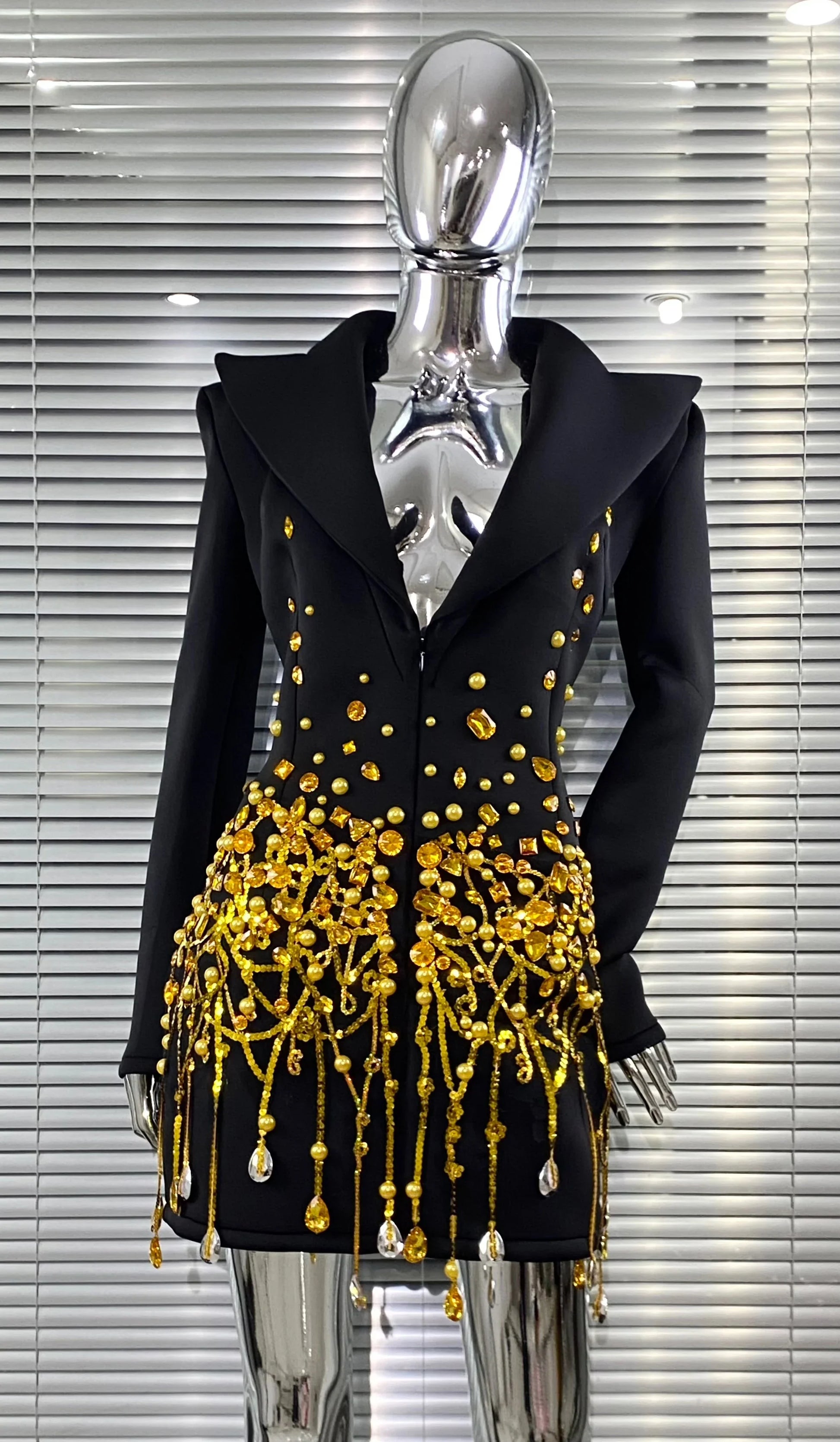 Luxury Diamonds Shining Sequins Deep V-Neck Mini Suit Dress Fashion Woman Birthday Party Dress Stage Performance Costume black