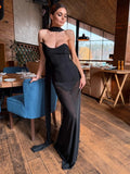 Strapless A Line Long Bandage Dress Black Mesh Patchwork Elegant Women Blackless Evening Party Gowns with Ribbon
