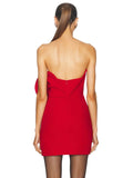 Sexy Women 3D Flower Design Christmas Dress Strapless Sleeveless Bodycon Bareback Mini Dress Cocktail Evening Party Vestido