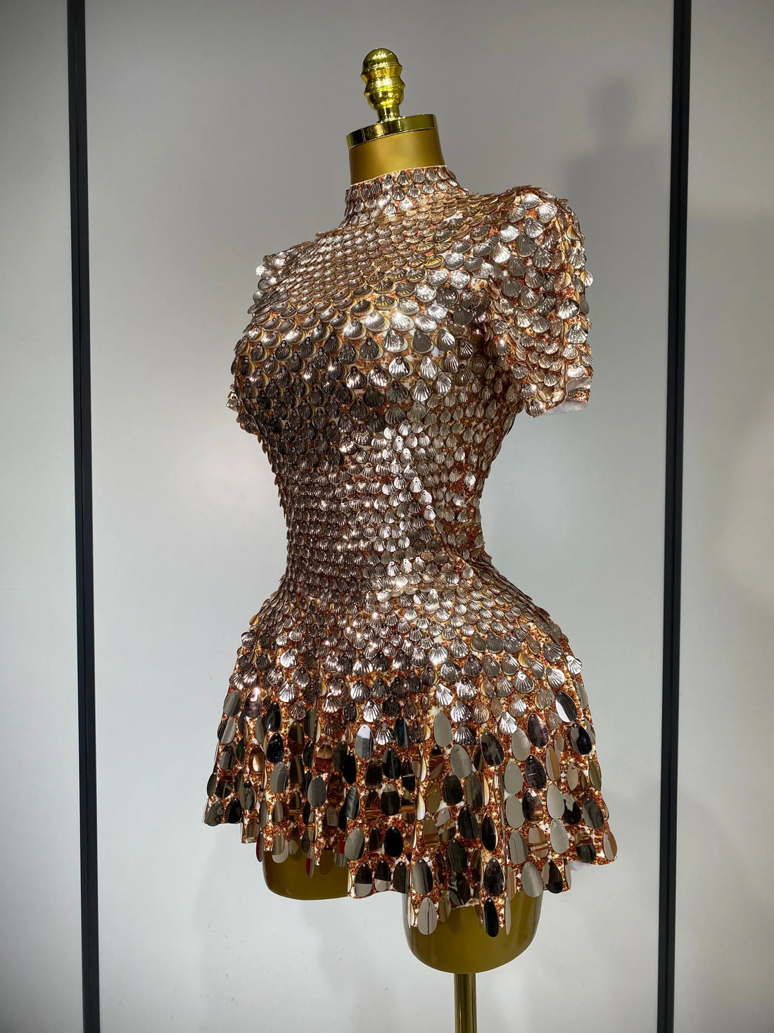 Sparkly Sequins Luxury Birthday Party Gown Short Dress Dancer Stage Performance Wear Women Sexy Nightclub Dress Festival Outfit Rose gold