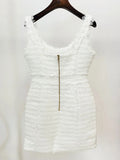 Elegant Women's Button Design Dress Camisole Sleeveless Slimming Mini Dress Celebrity Cocktail Evening Party Vestidos