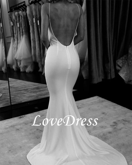 LoveDress-vestidos De novia elegantes con tirantes finos, sirena, sencillos, con espalda abierta, sexys, para novia