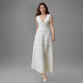 Prom Dress Elegant Crystal Sleeveless Bandage Wedding Dress For Women High waist A-line Maxi Summer Evening Party Dresses Robe WHITE