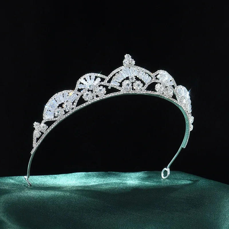 Luxury Princess Crown for Women Girl Crystal Zircon Bridal Tiaras Crowns Wedding Headpiece 15 Years Party Hair Jewelry Headwear as picture 1