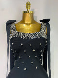 Women Celebrity Sexy Sparly Diamonds Black Mini Bodycon Bandage Dress Elegant Evening Party Luxury Birthday Dresses