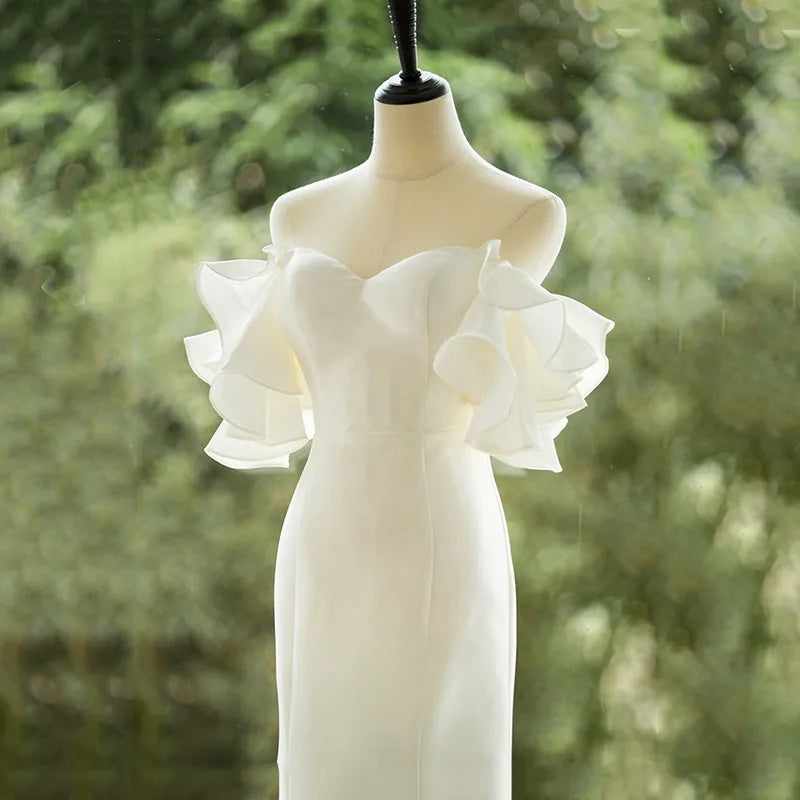 New Mermaid Wedding Dresses Satin Bridal Dress Classic V-neck Vestido De Noiva Lace Up Trumpet Gown Customize Robe De Mariee