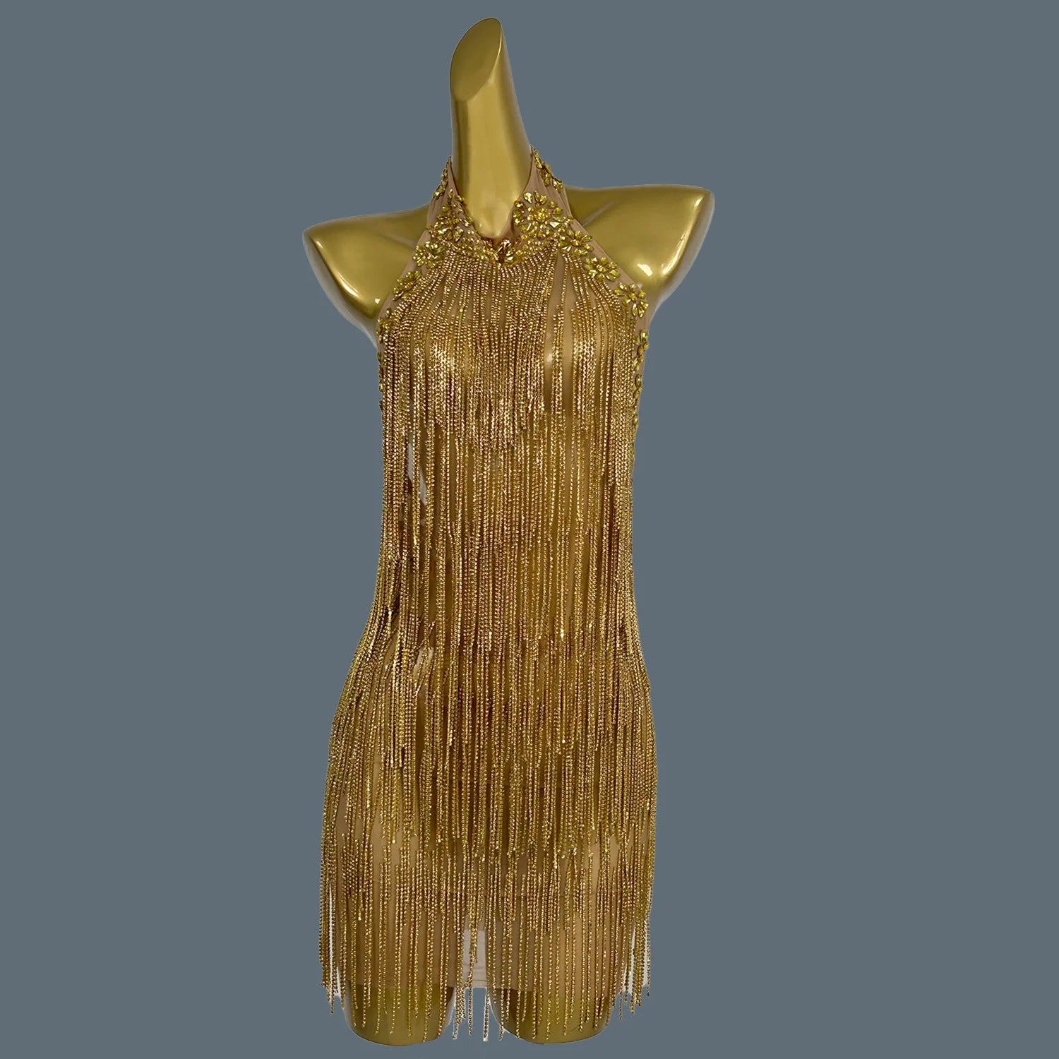 Latin Dance Gold Fringe Dress for Women Rumba Chacha Tango Practice Clothes Adult Children Latin Dancing Wear Outfit Tiaogao Gold