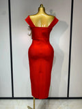 Sexy Off Shoulder Backless Bodycon Bandage Dress Celebrity Elegant Evening Party Bithday Celebrate Outfit Wedding Guest Gown