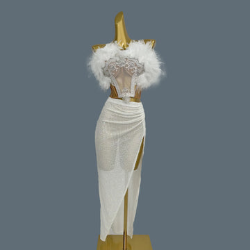 Sequin Rumba Cha Cha Tango Performance Costumes Luxury Latin Dance Costumes Customized Ladies Latin Dance Costumes Set Bailian