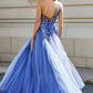 Lavender Mesh Shoulder Strap Tulle Fabric Prom Dress Lace Embroidery Vestidos De Novia Side High Split robes de soirée