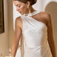Ivory White Satin Prom Dresses One Shoulder فساتين السهرة Elegant Sleeveless Mermaid Side Split vestidos verano moda