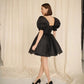 Black Prom Dresses Puffy Short Sleeves Ball Gowns Square Neck Formal Party Organza Evening Gowns