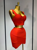 Women Sexy Backless Top Short Skirt Bodycon Bandage Two Pieces Sets Evening Party Luxury Birthday Outfit Nightclub Suits