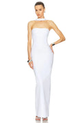 Sexy Halter Sleeveless Hip Wrap Ankle Lenght Bandage Dress Graceful Woman Party Dress Cocktail Party Vestido WHITE