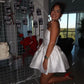 Proste A-line krótkie sukienki na przyjęcie weselne bez ramiączek damskie sukienki narzeczone Ruche Ball Suknie koktajlowe mini suknia balowa