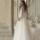 LAYOUT NICEB Boho Wedding Dresses Long Puff Sleeves Bridal Party Gowns Lace Flowers Tulle Sweep Train vestidos de novia playa