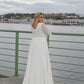 Chiffon Plus Size Wedding Dresses Full Puffy Sleeves A Line V Neckline Long Bride Gowns Women Elegant Simple Bridal Dress