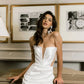 Sexy kurze Meerjungfrau Hochzeitsfeier Kleider Flecken trägerloser Mini Braut Promkleider für Frauen Schnürung Brautcocktailkleider
