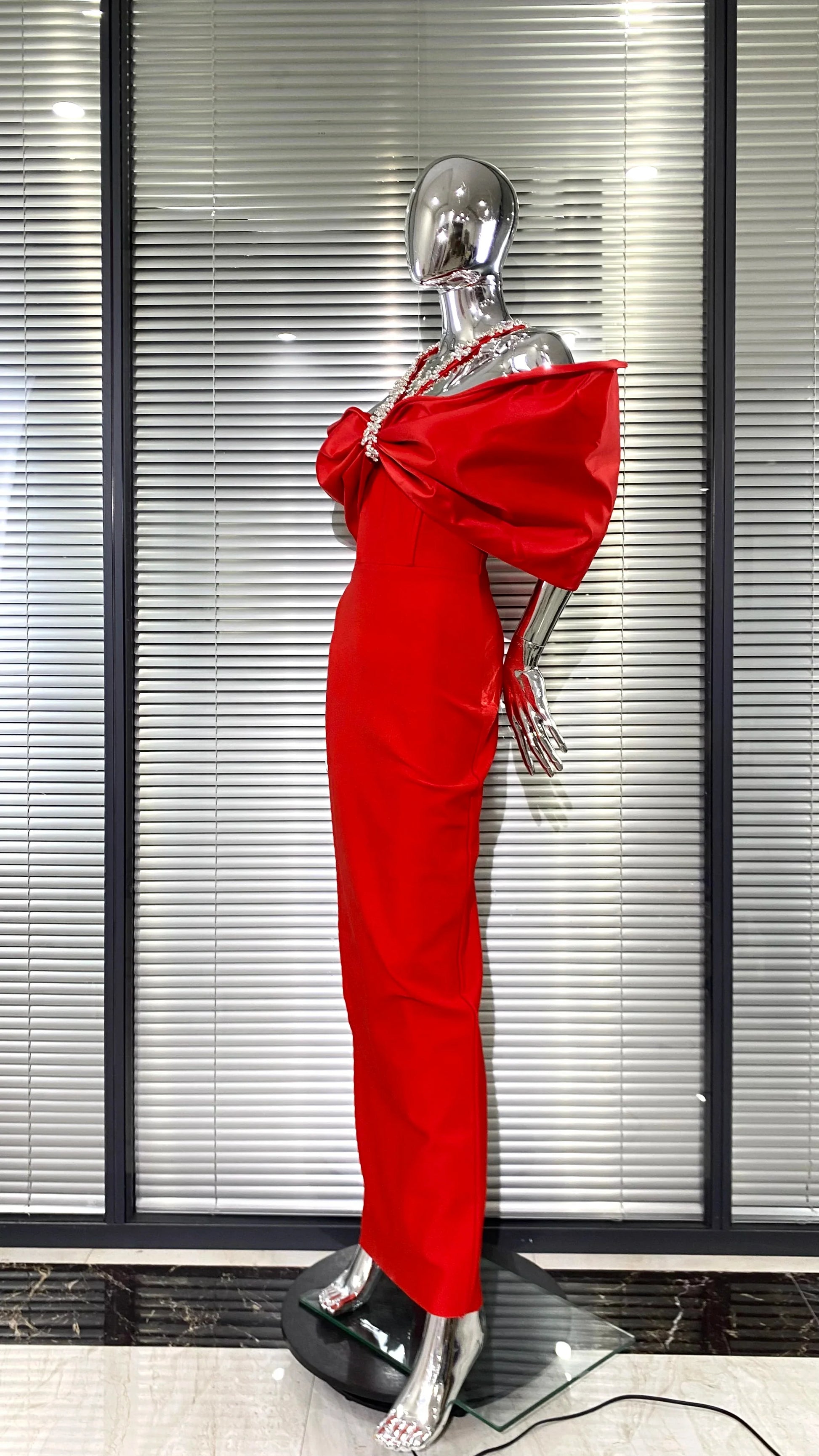 Sexy Off The Shoulder Shinind Diamond Halter Ankle Length Bandage Dress Elegant Woman Party Vestido Birthday Party Outfit