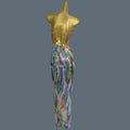 Colorful Tight Fitting Long Dress Suit Streamer Bar Theme Party Outfit Hot Women Rhinestone Sequins Spandex Event Dress Huancai