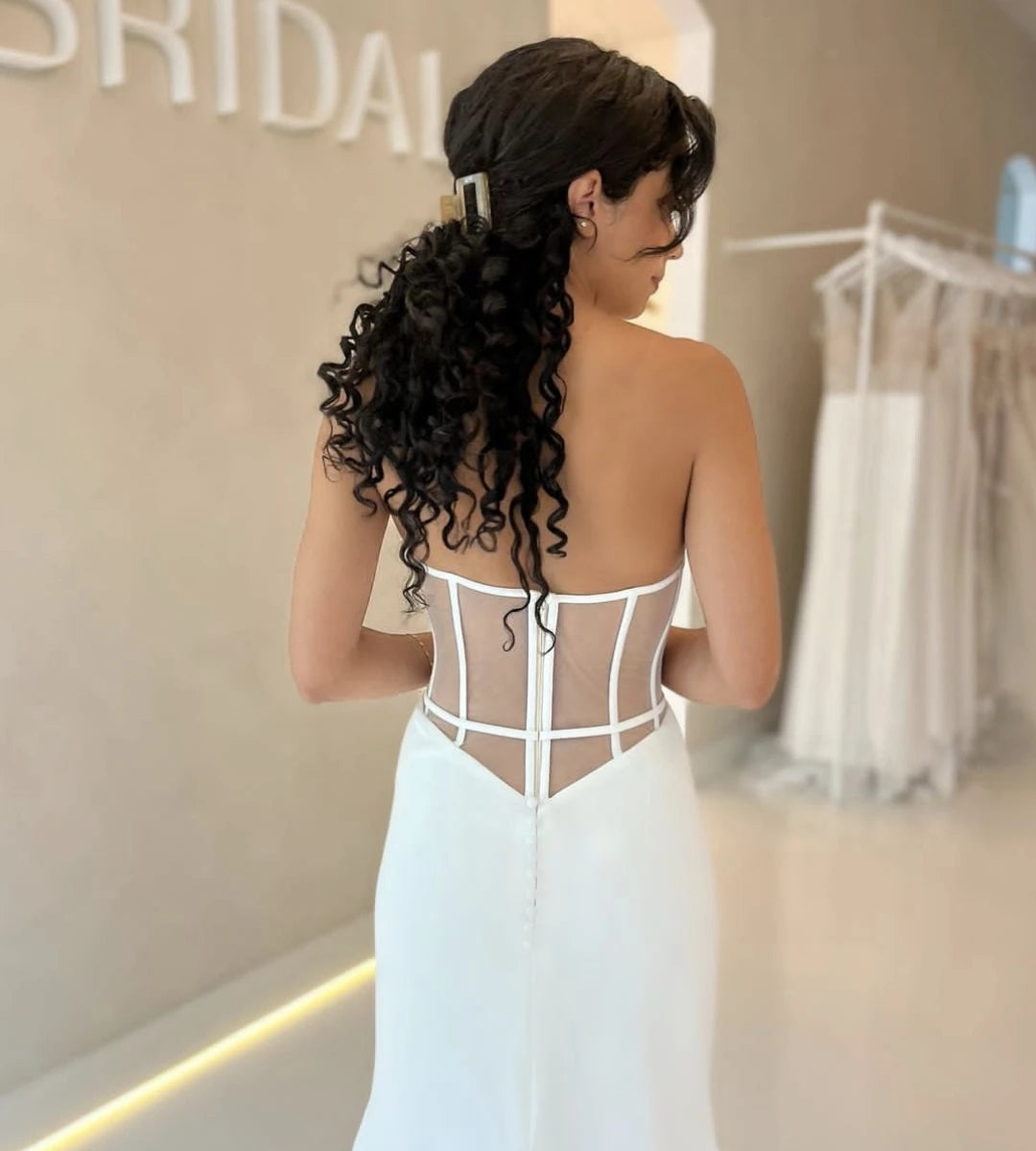 Vestido De novia con cuello en V De satén para mujer, bata elegante personalizada con cremallera en la espalda, vestidos De novia civiles blancos elegantes