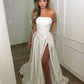 A-Line Elegant Wedding Dresses Strapless Stain Hihe Side Slit Brides Party Gowns for Women Evening Dresses Bespoke