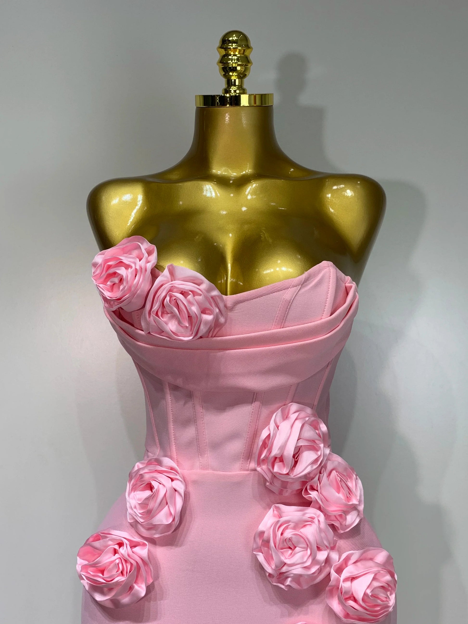 Women Celebrity Sexy Strapless Backless Flower Maxi Long Bodycon Bandage Dress Elegant Birthday Evening Club Party Dresses