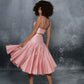 Pink Prom Dresses Taffeta Two Pieces Knee Length Spaghetti Strap A Line Formal Party Evening Gowns Formal Occasion Dresses
